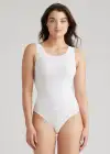 Ivy Shapewear Thong Bodysuit(White,S/M)