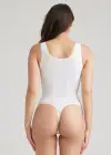 Ivy Shapewear Thong Bodysuit(White,S/M)