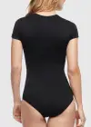 Lucy Short Sleeve T-Shirt Shaping Bodysuit(Black,S/M)