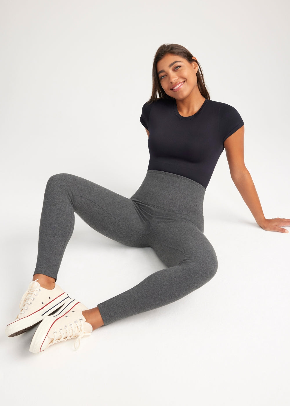 Lucy Short Sleeve T-Shirt Shaping Bodysuit(Black,S/M)