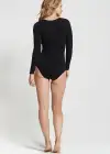 Long Sleeve Shaping Bodysuit - 360Sculpt™ Cotton(Black,S/M)
